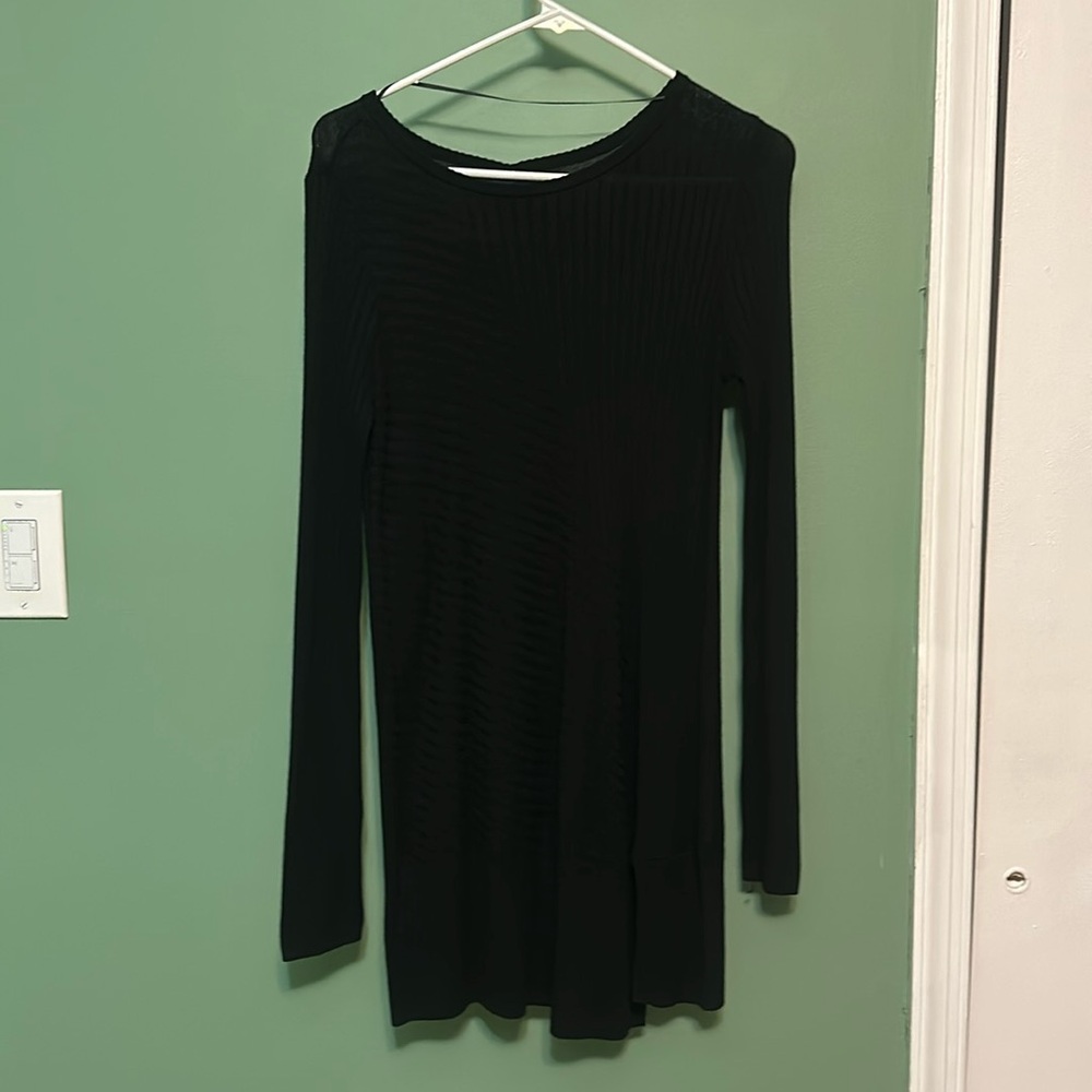 Black mini dress with full sleeves